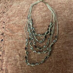 Source Unknown Multi-Strand Necklace with Black and Silver Beads